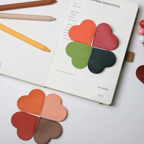 60pcs Leather Heart Shape Bookmark Cute Page Corner Bookmark Lovers Gifts Accessories Clips for Reading Gifts for School Office Bookworm Present Home (Classic) in Saudi Arabia