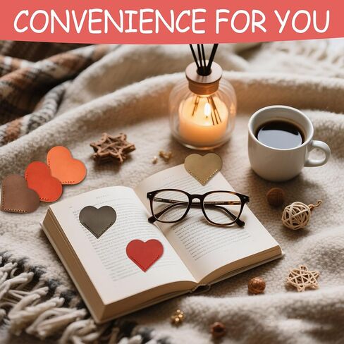 60pcs Leather Heart Shape Bookmark Cute Page Corner Bookmark Lovers Gifts Accessories Clips for Reading Gifts for School Office Bookworm Present Home (Classic) in Saudi Arabia