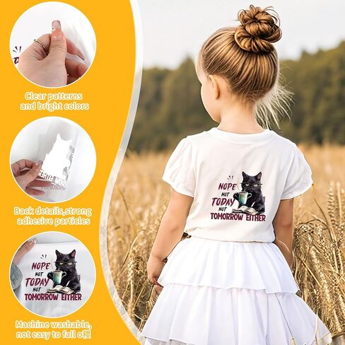 Funny Cat Iron on Transfers for T-Shirts, 12 Pcs Sarcasm DTF Transfers Ready to Press, Fun Iron on Decals, Heat Transfer Vinyl for Bag Pillow Clothing, DIY Crafts in Saudi Arabia