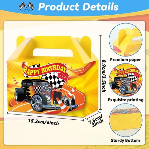 12Pcs Race Car Party Treat Boxes Hot Car Gift Box Birthday Supplies Wheels Wild Goodie Gift Boxes Race Cars Favor Box for Kid Boy Wheels Cars Birthday Baby Shower Game Party Decoration in Saudi Arabia
