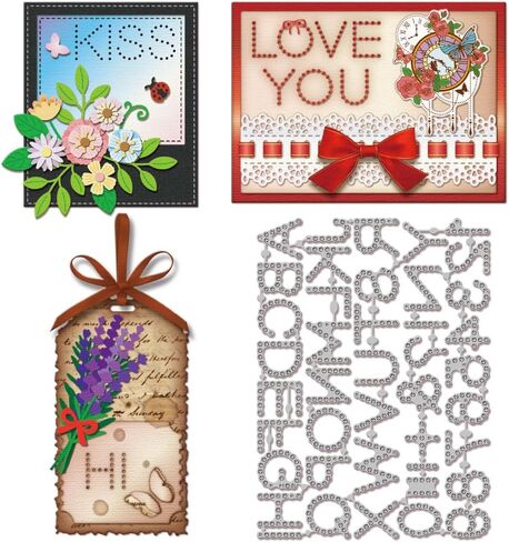 GLOBLELAND Sewing Stitch Letters and Numbers Cutting Dies for DIY Scrapbooking Metal 26 Letters and 10 Numbers Cut Dies Stitched Letters Numbers Die Cuts for Card Making Embossing Photo Album Craft in Saudi Arabia