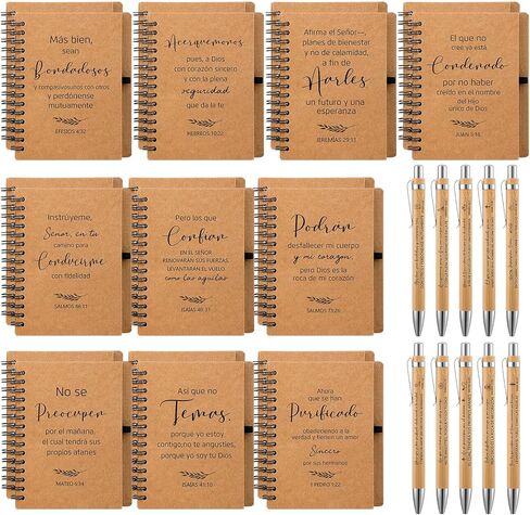80 PCS بالجملة الإسبانية مسيحية مسيحية هدية مع هدية مع الكتاب المقدس قلم المسيحي الإسباني مجلة صلاة الدينية الصغيرة ملهمة شكر هدية للنساء رجال الموظفين in Kuwait