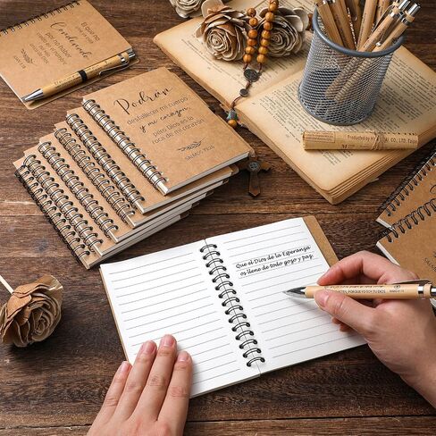 80 PCS بالجملة الإسبانية مسيحية مسيحية هدية مع هدية مع الكتاب المقدس قلم المسيحي الإسباني مجلة صلاة الدينية الصغيرة ملهمة شكر هدية للنساء رجال الموظفين in Kuwait