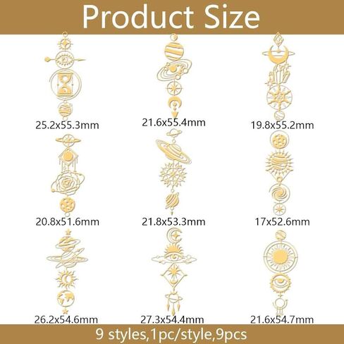 Olycraft 9pcs 1.6x1.6 inch galaxy و planet ملصقات معادن ذهبية ملصقات معدنية ذاتية الزخرفة شارات القصاصة حافة ملصقات معدنية ذهبية منقوشة لزخرفة الهاتف راتنجات DIY in Kuwait
