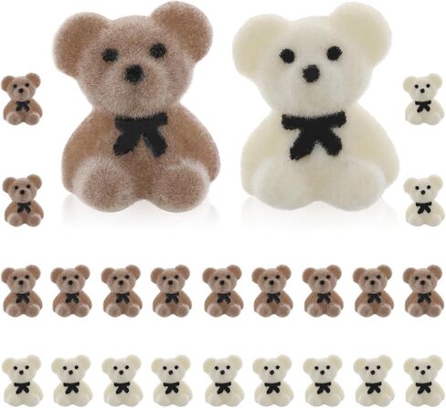 24pcs mini flocked bears ، زينة صغيرة محشوة الدب ، الدببة المصغرة 20 مم ، دب صغير محشوة لكعكة عيد الميلاد ، ديكور الزفاف ، لوازم الحفلات ، سحر الحقيبة وملحقات DIY (أبيض ، بني) in Saudi Arabia