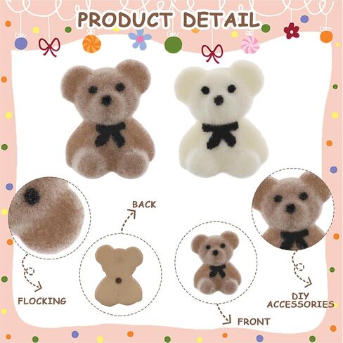 24pcs mini flocked bears ، زينة صغيرة محشوة الدب ، الدببة المصغرة 20 مم ، دب صغير محشوة لكعكة عيد الميلاد ، ديكور الزفاف ، لوازم الحفلات ، سحر الحقيبة وملحقات DIY (أبيض ، بني) in Saudi Arabia