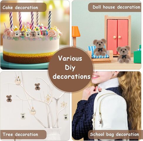 24pcs mini flocked bears ، زينة صغيرة محشوة الدب ، الدببة المصغرة 20 مم ، دب صغير محشوة لكعكة عيد الميلاد ، ديكور الزفاف ، لوازم الحفلات ، سحر الحقيبة وملحقات DIY (أبيض ، بني) in Saudi Arabia