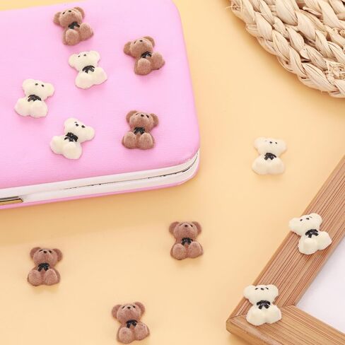 24pcs mini flocked bears ، زينة صغيرة محشوة الدب ، الدببة المصغرة 20 مم ، دب صغير محشوة لكعكة عيد الميلاد ، ديكور الزفاف ، لوازم الحفلات ، سحر الحقيبة وملحقات DIY (أبيض ، بني) in Saudi Arabia