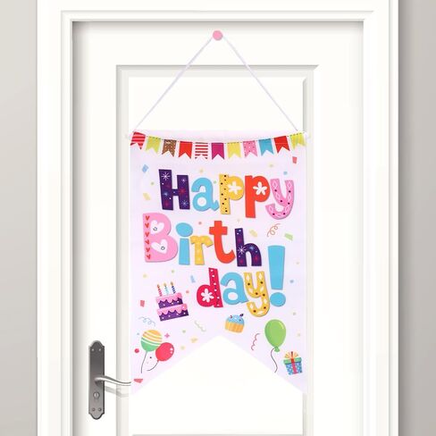 Happy Birthday Door Banner, Colorful Hanging Door Sign Birthday Decoration Doors Hanger Backdrop Cover Porch Wall Decors for Boys Girls Women Men Party Favors Supplies in Saudi Arabia