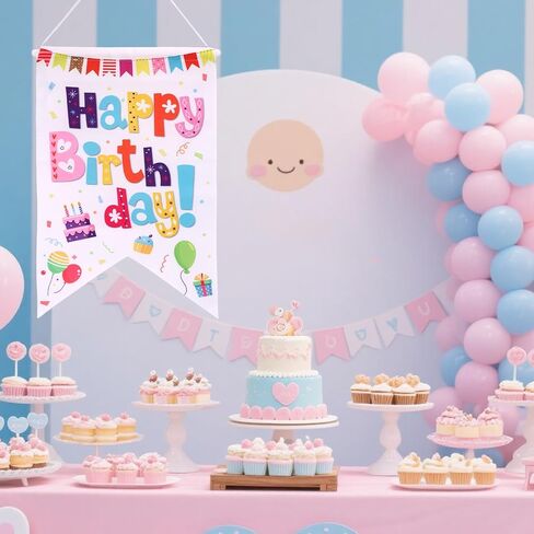 Happy Birthday Door Banner, Colorful Hanging Door Sign Birthday Decoration Doors Hanger Backdrop Cover Porch Wall Decors for Boys Girls Women Men Party Favors Supplies in Saudi Arabia