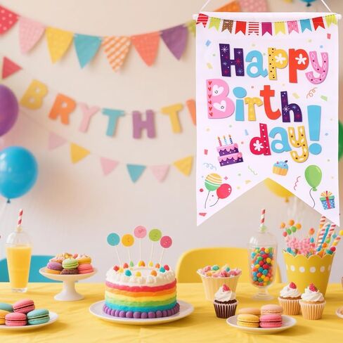 Happy Birthday Door Banner, Colorful Hanging Door Sign Birthday Decoration Doors Hanger Backdrop Cover Porch Wall Decors for Boys Girls Women Men Party Favors Supplies in Saudi Arabia