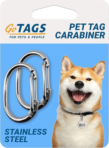 GoTags Pet Tag Carabiner, Stainless Steel Cat and Dog Tag Clip, Strong Durable Quick Connect to Pet Collars, Easy Upgrade for Split Ring Small and Large, Pack of 3 in Kuwait