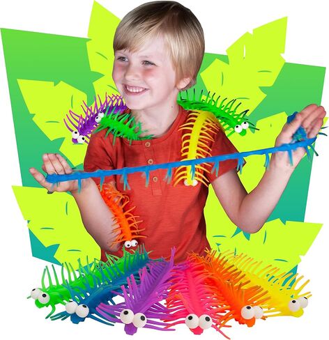Stretchipede from Deluxebase. Colorful Stretchy Rubber Centipede, Squishy Stress Relief and Anxiety Fidget Toy, Sensory Gift and Party Favor, Color Randomly Selected in Saudi Arabia