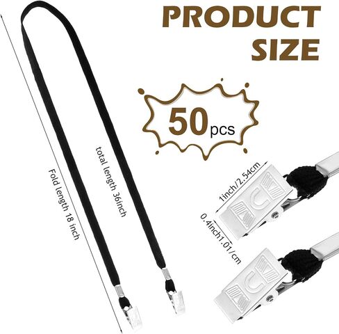 Maquita 50 Pack Clip Clip Lanyards 2 Hook Design Lanyards for Id Badges Mask Mask Mask Reck Straps for Id Tag Card Keychain (Black) in Saudi Arabia