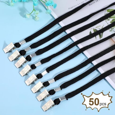 Maquita 50 Pack Clip Clip Lanyards 2 Hook Design Lanyards for Id Badges Mask Mask Mask Reck Straps for Id Tag Card Keychain (Black) in Saudi Arabia