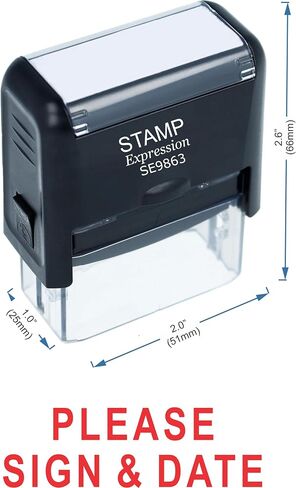Stampexpression - يرجى توقيع وتاريخ مكتب طوابع المطاط ذاتية المكتب - الحبر الأحمر (A -5586) in Saudi Arabia
