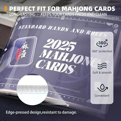 2025 Mahjong Card Sleeve Holder, Fit Large Print Size(6 1/8"x4 3/4"), Durable Protective Cover Holder, Mahjong Card Protector Set (Transparent -4Pack) in Saudi Arabia
