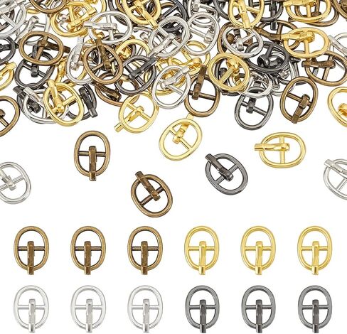 Fingerinspire 80 pcs مشبك سبيكة بيضاوية صغيرة للدمى صنع 0.4x0.31inch 4 ألوان الدبوس المعدنية الدباطية الدبوس المركزية حزام حزام البار للدمى DIY in Saudi Arabia