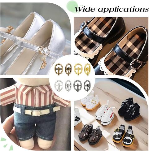 Fingerinspire 80 pcs مشبك سبيكة بيضاوية صغيرة للدمى صنع 0.4x0.31inch 4 ألوان الدبوس المعدنية الدباطية الدبوس المركزية حزام حزام البار للدمى DIY in Saudi Arabia