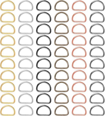jieyao 60 PCS Metal D Rings ، نصف دائري D حلقات D حلقات D مختلطة متعددة الأغراض لأحواض الياقات الكلاب أكياس أجهزة الخياطة Craft DIY (لون متناسق 3/4 بوصة) in Saudi Arabia