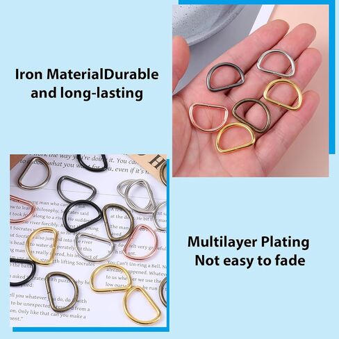 jieyao 60 PCS Metal D Rings ، نصف دائري D حلقات D حلقات D مختلطة متعددة الأغراض لأحواض الياقات الكلاب أكياس أجهزة الخياطة Craft DIY (لون متناسق 3/4 بوصة) in Saudi Arabia