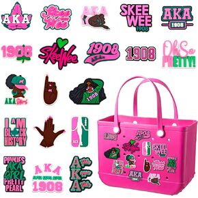 20Pcs Black Girl Charms for Bogg Bag Accessories Decoration for Simply Southern Totes Rubber Beach Tote Bag in Kuwait