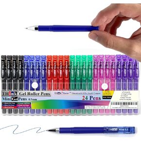 Think2master [24 Pens - Purple Ink Think2 0.5mm Pocketable Mini Gel Pens. (24 أرجوانية) نقاط الدهشة الصغيرة حفرة الكرة الدوارة مع حبر تجفيف سريع ناعم. in Kuwait
