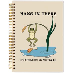 Welshower Frog Motivational Spiral Notebook Journal, Inspirational Notebook for Women Men, Hang in There Funny Frog Positive Journal, Positive Affirmation Gifts, 5.5x8.3 Inch in Kuwait