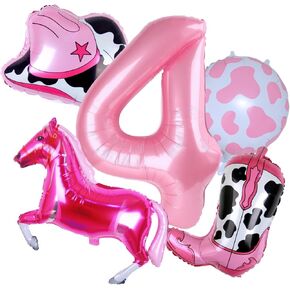 البالونات الغربية رعاة البقر أول عيد ميلاد ديكورات الحزب الوردي حصان رعاة البقر قبعة البالونات الفتيات الغربية موضوع 1st روديو عيد ميلاد ديكورات ديكور (32 بوصة الوردي 1) in Kuwait