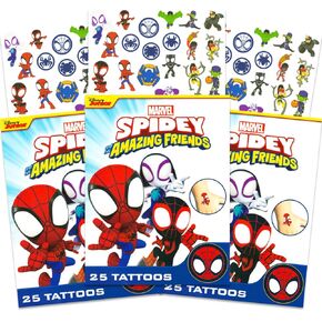 Spidey and His Amazing Friends Tattoos - Bundle with 75 Spidey Tattoos Temporary for Kids Party Favors | Spiderman Temporary Tattoos Party Supplies in Saudi Arabia