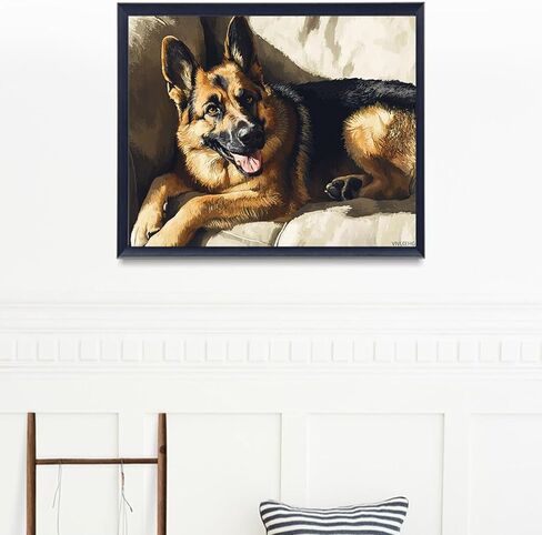 VNUIEHG German Shepherd Paint by Numbers for Adults DIY Paint by Numbers Acrylic Paints Canvas Cute Dog Painting Kits Art 16" W x 20" L (Without Frame) in Saudi Arabia