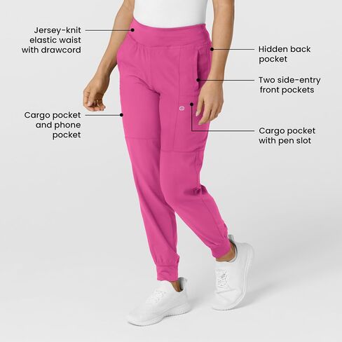 WonderWink W123 Women s Comfort Waist Cargo Jogger Pant Hot Pink, M Petite in Saudi Arabia
