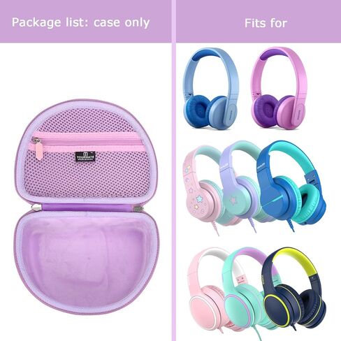 حقيبة سفر صلبة من Tourmate لسماعات الرأس اللاسلكية على الأذن للأطفال K4206 من Philips/سماعات الرأس iClever HS19 للأطفال/سماعات الرأس RORSOU R10 على الأذن، حقيبة تخزين واقية للحمل (أرجواني، حافظة فقط) in Saudi Arabia