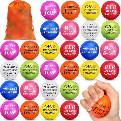 Syhood 48 pcs Funny Sarcastic Stress Balls 1.97 Inch Snarky Quotes Foam Ball Motivational Stress Balls Employees Gift Favor with Drawstring Bag for Adults Coworkers Employees Team in Saudi Arabia
