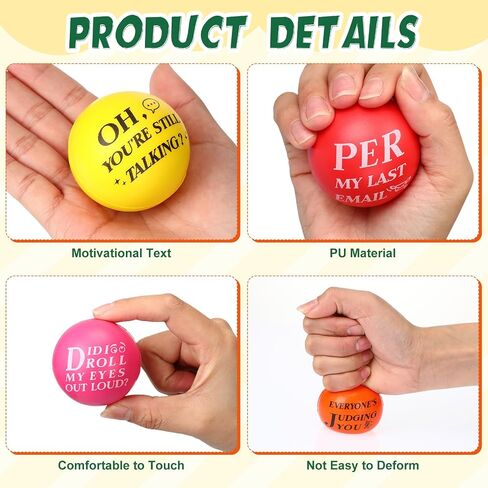 Syhood 48 pcs Funny Sarcastic Stress Balls 1.97 Inch Snarky Quotes Foam Ball Motivational Stress Balls Employees Gift Favor with Drawstring Bag for Adults Coworkers Employees Team in Saudi Arabia