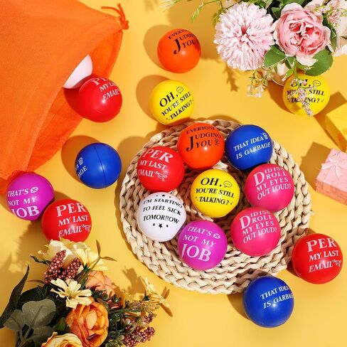 Syhood 48 pcs Funny Sarcastic Stress Balls 1.97 Inch Snarky Quotes Foam Ball Motivational Stress Balls Employees Gift Favor with Drawstring Bag for Adults Coworkers Employees Team in Saudi Arabia