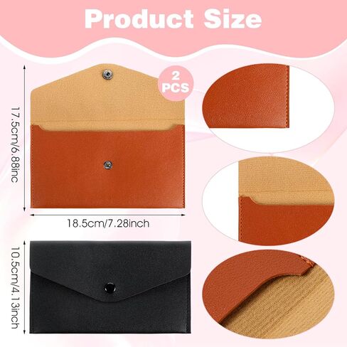 2 PCS PU Leather Cash Envelope Wallet ، محفظة حشو نقدية قابلة لإعادة الاستخدام ، محفظة نقدية للنساء ، المظلات النقدية لإيصال فاتورة الميزانية ، التصميم البسيط (الأسود ، البني الفاتح) in Saudi Arabia