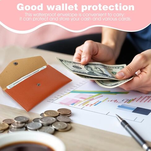 2 PCS PU Leather Cash Envelope Wallet ، محفظة حشو نقدية قابلة لإعادة الاستخدام ، محفظة نقدية للنساء ، المظلات النقدية لإيصال فاتورة الميزانية ، التصميم البسيط (الأسود ، البني الفاتح) in Saudi Arabia