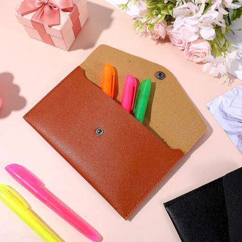 2 PCS PU Leather Cash Envelope Wallet ، محفظة حشو نقدية قابلة لإعادة الاستخدام ، محفظة نقدية للنساء ، المظلات النقدية لإيصال فاتورة الميزانية ، التصميم البسيط (الأسود ، البني الفاتح) in Saudi Arabia