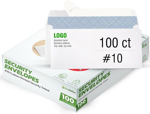 250 مخصص #10 مظاريف مع شعار - مخصصة #10 خبز ذاتي - مظاريف مطبوعة مع عنوان الإرجاع - مظروف الأمان المطبوع المخصص - مثالي للبريد التجاري - أبيض ، 250 عدد in Saudi Arabia