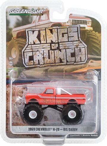 1969 Chevy K-20 Monster Truck Orange Red Big Daddy Kings of Crunch Series 13 1/64 Diecast Model Car by Greenlight 49130A in Saudi Arabia