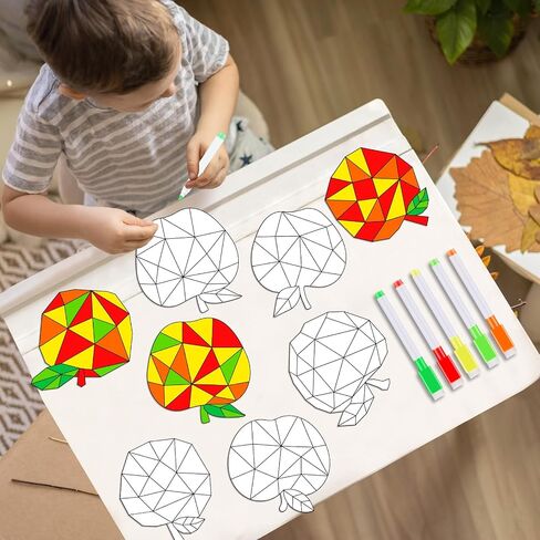 30Pcs Apple Suncatcher Crafts Kits for Kids Fall Coloring Window Clings Sticker with Markers Color Your Own Apple Arts Crafts DIY Autumn Painting Party Gift for Kids Thanksgiving Home Classroom Decor in Saudi Arabia