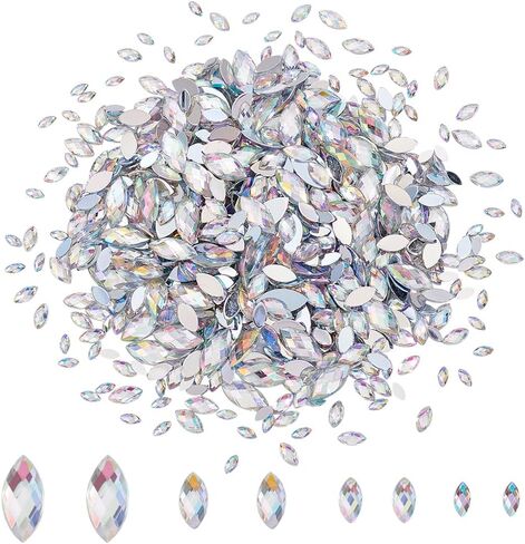 1200pcs 4 أحجام من الكريستال AB حصان حصان أحجار راين بريق Gems مسطحة الظهر ماركيز أحجار الحلق in Saudi Arabia