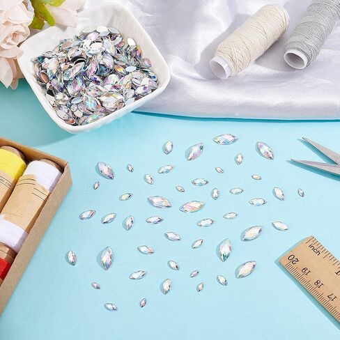 1200pcs 4 أحجام من الكريستال AB حصان حصان أحجار راين بريق Gems مسطحة الظهر ماركيز أحجار الحلق in Saudi Arabia
