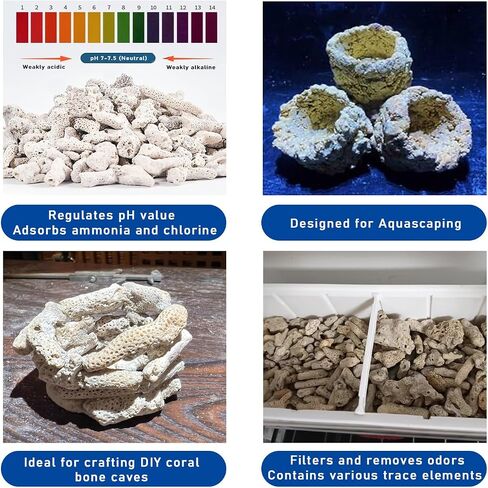 Natural Crushed Fish Tank Premium Coral Filter for Aquarium Crushed Coral 1LB with Mesh Bag for Freshwater Aquarium Bio Ceramic Filter Media Fish Tank Filtration Material Pond Filter Media Reusable in Saudi Arabia