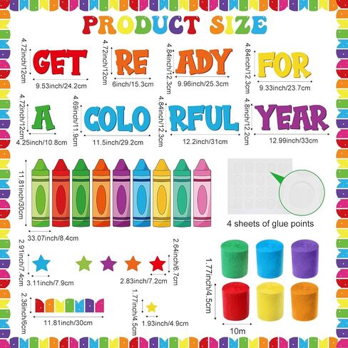 Epakh Colorful Crayon Bulletin Board Set Get Ready for A Colorful Year Classroom Decorations DIY Crayon Name Tag Cutouts Painting Art Wall Door Decor for Back to School Preschool Elementary Supplies in Saudi Arabia