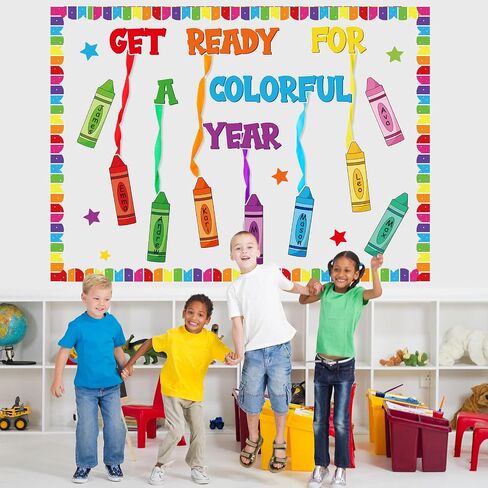 Epakh Colorful Crayon Bulletin Board Set Get Ready for A Colorful Year Classroom Decorations DIY Crayon Name Tag Cutouts Painting Art Wall Door Decor for Back to School Preschool Elementary Supplies in Saudi Arabia