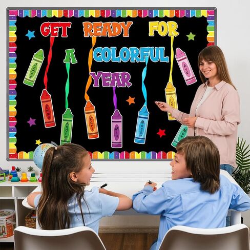 Epakh Colorful Crayon Bulletin Board Set Get Ready for A Colorful Year Classroom Decorations DIY Crayon Name Tag Cutouts Painting Art Wall Door Decor for Back to School Preschool Elementary Supplies in Saudi Arabia