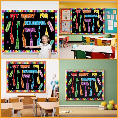 Epakh Colorful Crayon Bulletin Board Set Get Ready for A Colorful Year Classroom Decorations DIY Crayon Name Tag Cutouts Painting Art Wall Door Decor for Back to School Preschool Elementary Supplies in Saudi Arabia