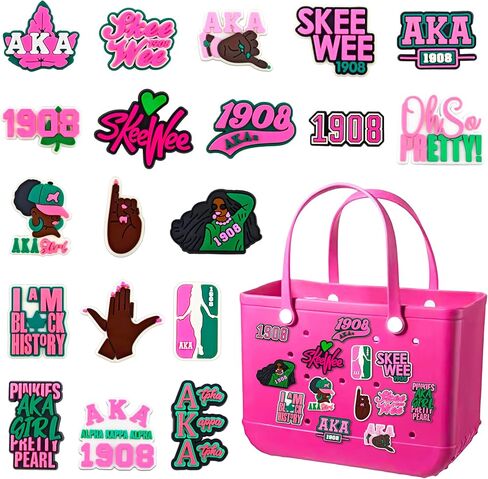 20Pcs Black Girl Charms for Bogg Bag Accessories Decoration for Simply Southern Totes Rubber Beach Tote Bag in Kuwait